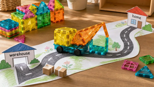 Build a Magnetic Tile Cargo Truck with the 106-Piece Set