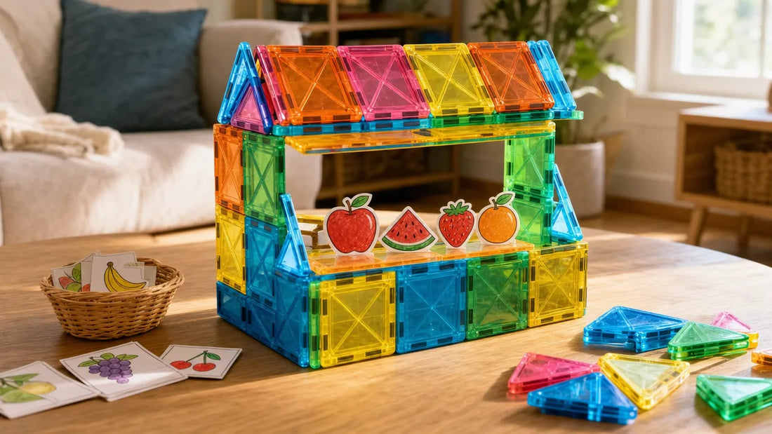 How to Build a Magnetic Tile Market Stall for Pretend Play