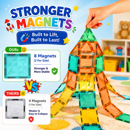 YRZtiles 106pcs STEM Magnetic Tiles and Building Blocks