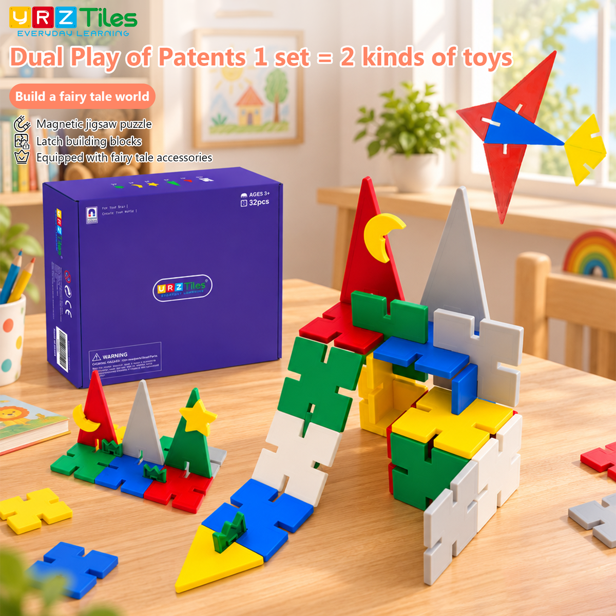 MagFlake - 2 in 1 Magnetic Tiles（32Pcs Set）